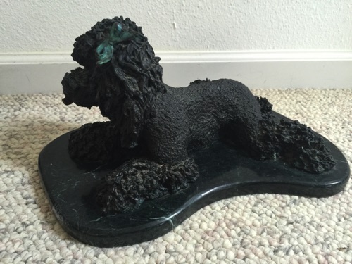 Bronze - black poodle - marble- base